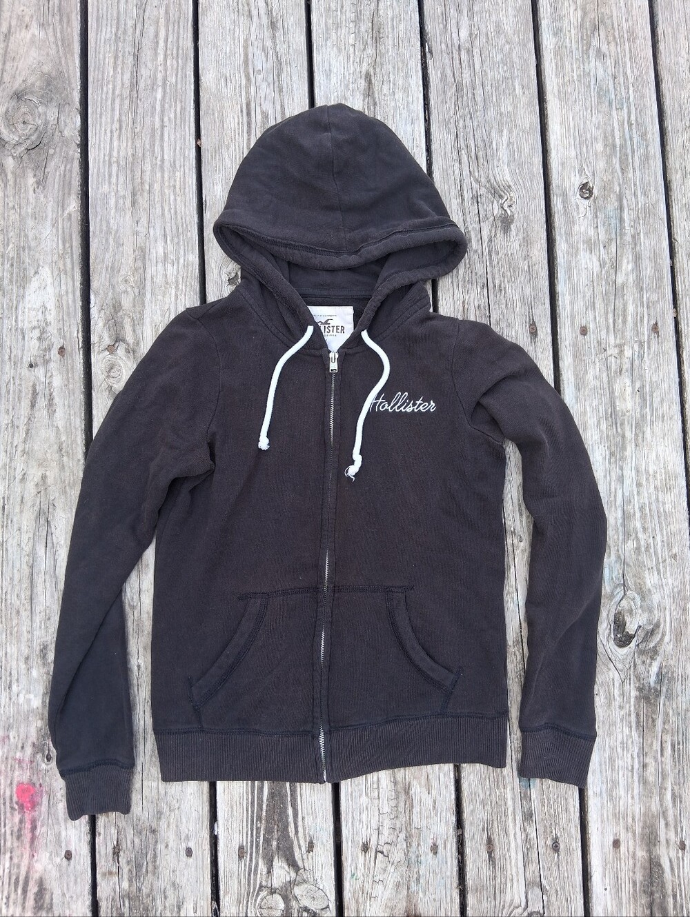 Y2K Hollister Gray Zip-Up Hoodie Women's Small Embroidered LA California